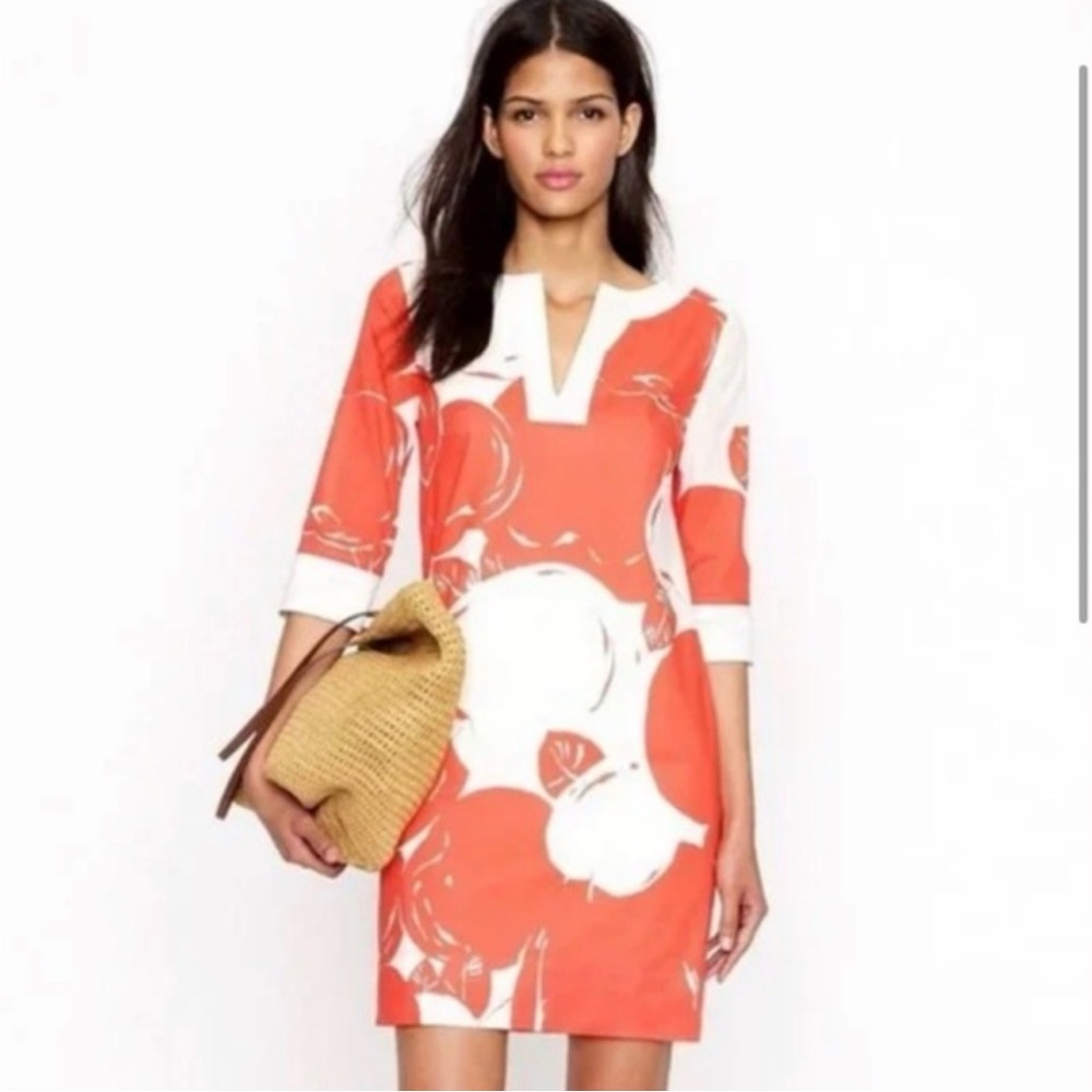 J. Crew Orange and White Mini Dress